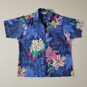 Shirtstop Women's Cotton Tropical Floral Vintage Resort Shirt